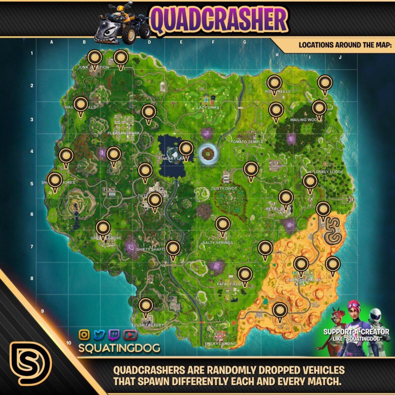 Fortnite Posizione Quadcrasher Quad Annientatori Mappa 1