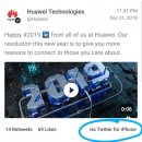 Huawei, dipendente usa iPhone per augurare buon anno su Twitter: la società prende provvedimenti