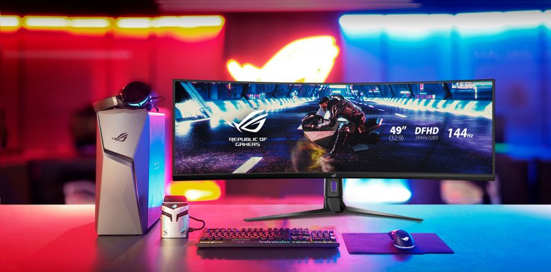 Rog Strix Xg49V Super Ultra Wide Gaming Monitor Scenario Shot Rog Strix Xg49V Super Ultra Wide Gaming Monitor Scenario Shot