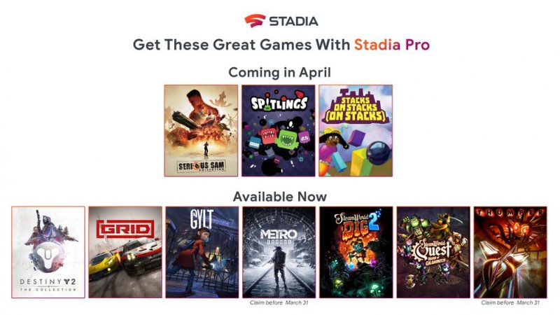 Stadia Pro April 2020 Games Stadia Pro April 2020 Games