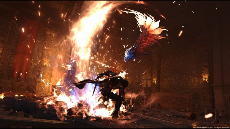 Escena de pelea de Final Fantasy 16
