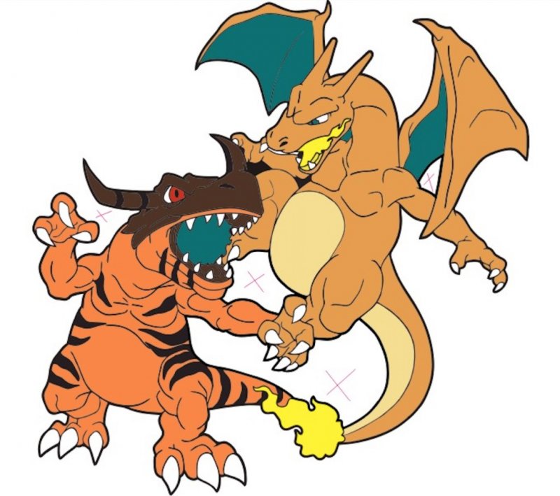 Pokemon Digimon Greymon Charizard 1