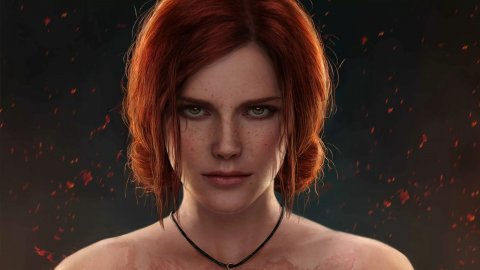 The Witcher 3: Triss cosplay in green dress from grusha_cos is kissed by the sunset