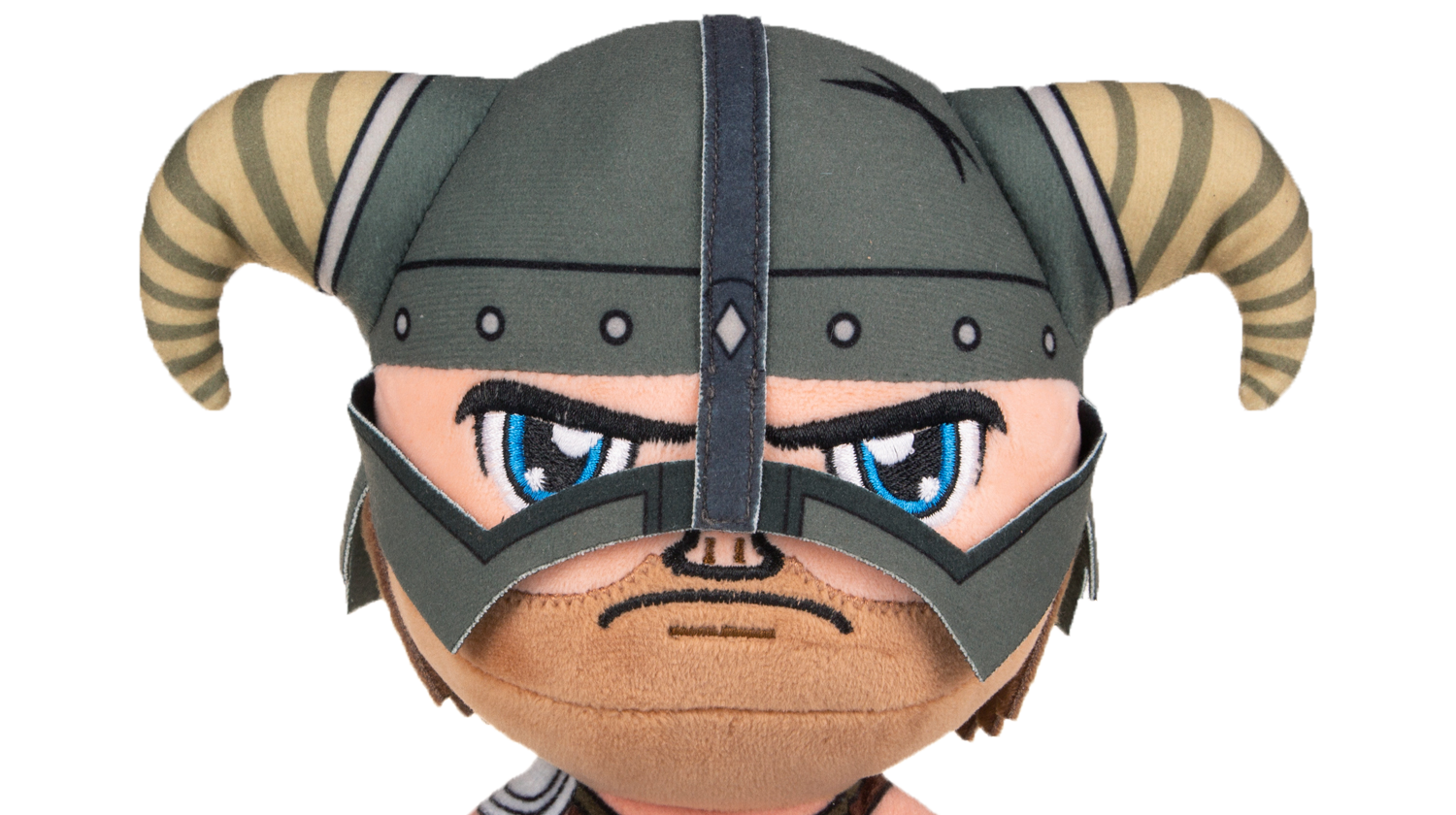 Il dovahkiin di Skyrim con elmo cornuto in versione pupazzo