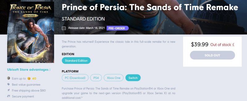 Prince Of Persia Switch