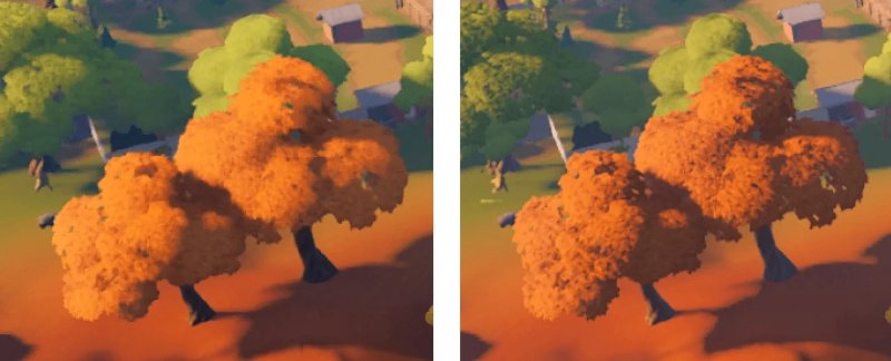 Fortnite prima e dopo l'aggiornamento.