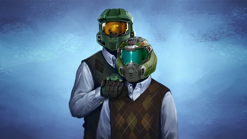 Master Chief e il DOOM Slayer in un ritratto di famiglia.