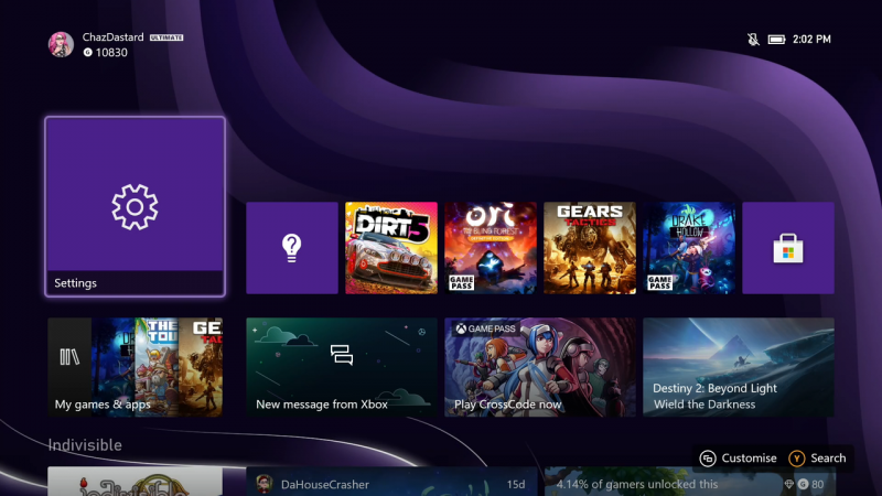 L'interfaccia di Xbox Series X|S si presenta in diretta continuità con quella di Xbox One ma con nuove caratteristiche