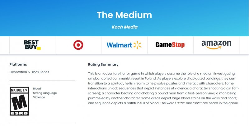 The Medium, la classificazione per PS5 e Xbox Series X dell'ESRB.