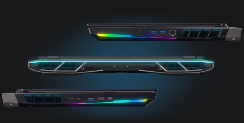 Le strisce RGB e la disposizione delle porte su questo Acer Predator Helios 500