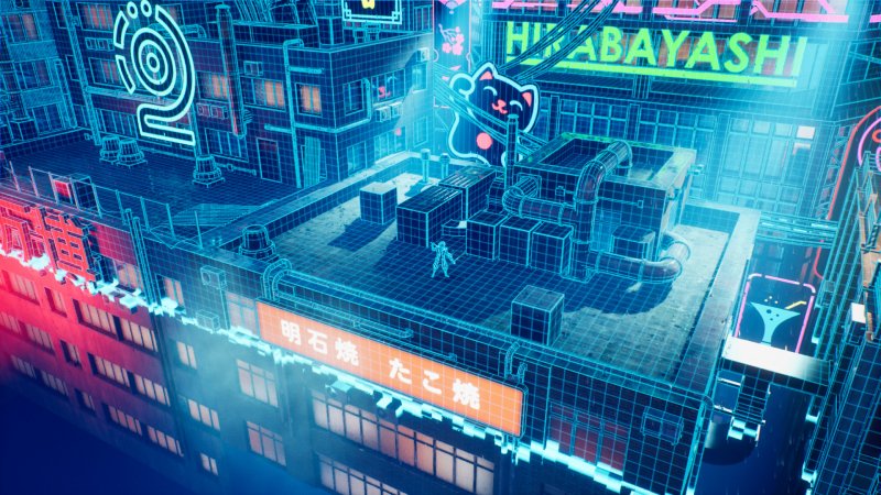 Blind Fate: Edo no Yami, la metropoli futuristica ricreata nelle prime fasi della demo. Blind Fate: Edo no Yami, la metropoli futuristica ricreata nelle prime fasi della demo.
