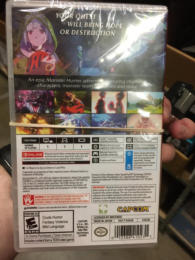 Monster Hunter Stories 2, sul retro della scatola è visibile la quantità di spazio richiesto