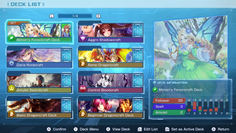 Shadowverse: Champion's Battle, alcuni dei mazzi a disposizione