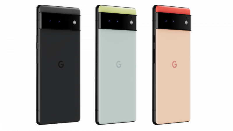 Google Pixel 6 nelle tre colorazioni disponibili al lancio