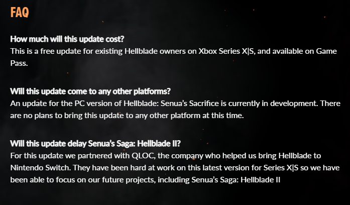 Hellblade: Senua's Sacrifice su Xbox Series X|S, alcune precisazioni sull'upgrade next gen