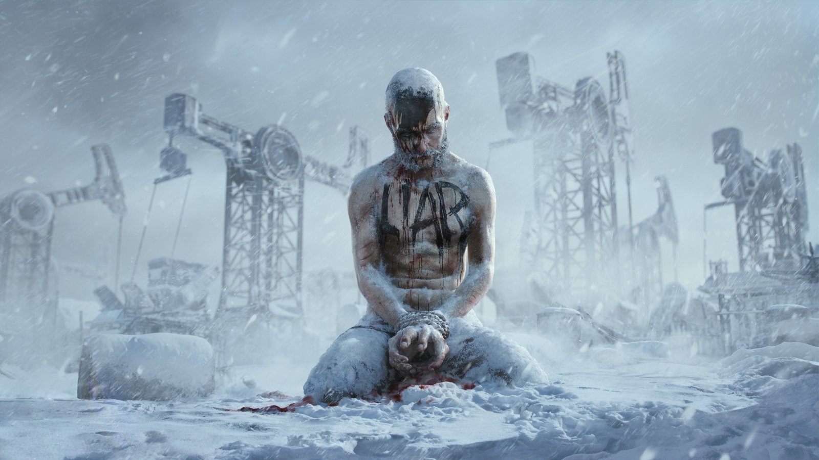 Un uomo congela nel mondo ghiacciato di Frostpunk 2