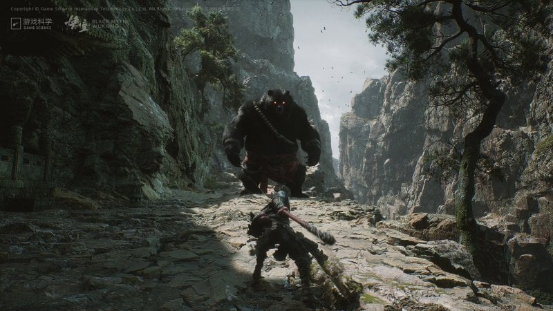 Protagonist of Black Myth: Wukong fights a gigantic bear