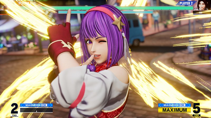 The King of Fighters XV, Athena Asamiya prepares to unleash a mighty attack
