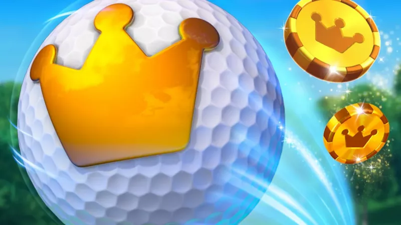 Golf Crash, una pallina da golf con due gettoni sullo sfondo