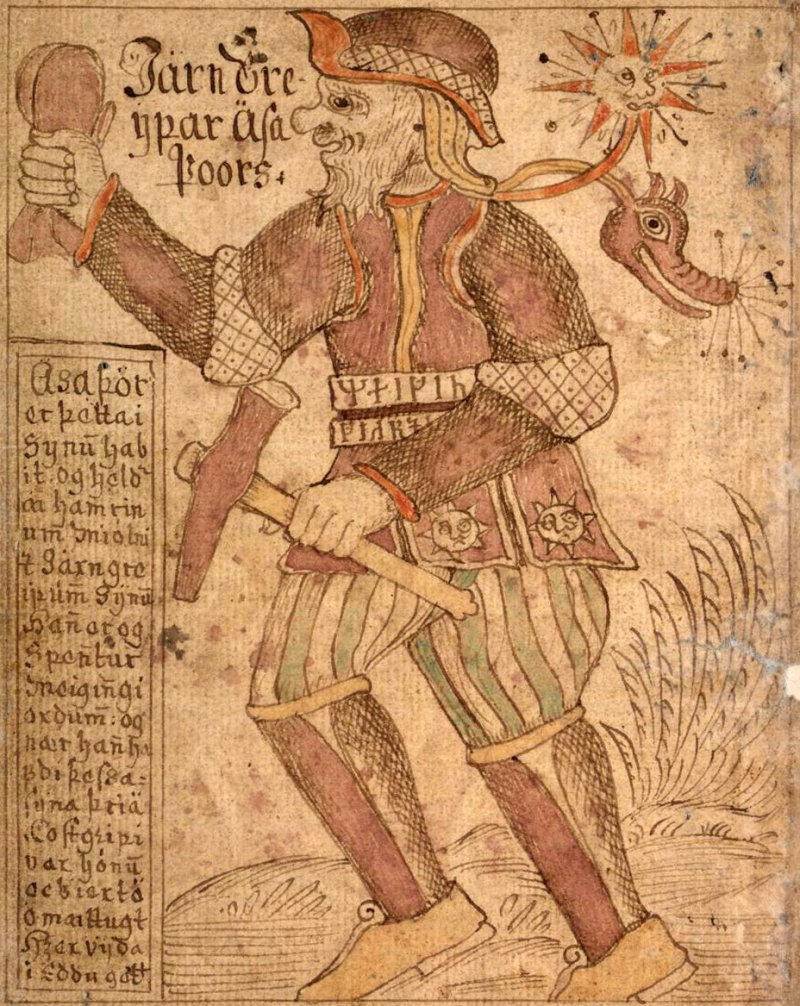 God of War Ragnarok: Thor illustrato da Jakob Sigurðsson all'interno di un manoscritto datato 1765-1766 God of War Ragnarok: Thor illustrato da Jakob Sigurðsson all'interno di un manoscritto datato 1765-1766