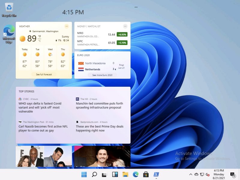 Il pannello semitrasparente dei widget in Windows 11