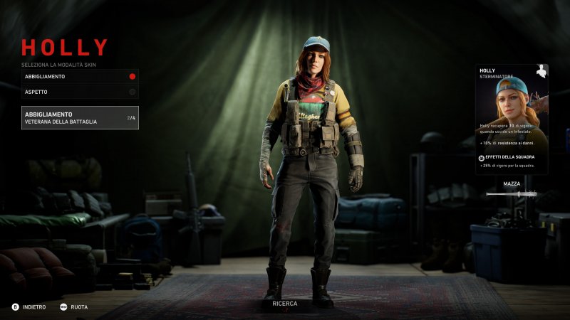 Back 4 Blood, Holly con un costume alternativo nella schermata di personalizzazione Back 4 Blood, Holly con un costume alternativo nella schermata di personalizzazione