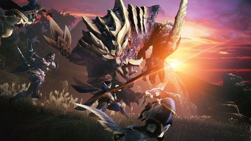 Monster Hunter Rise hunters face the Magnamalo