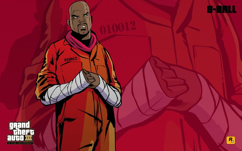 '8-Ball's the name, brother! Yeah, it's a dumb name, but my daddy played a lot of pool. He was a hustler, just like me! That's right. Anything you need in this town--connections, women, guns, all that--come see me, baby. Anytime!'