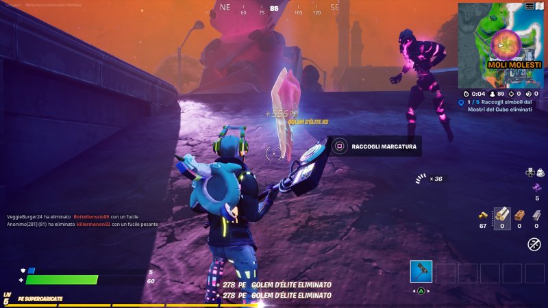 Le marcature lasciate cadere dai mostri del cubo di Fortnite