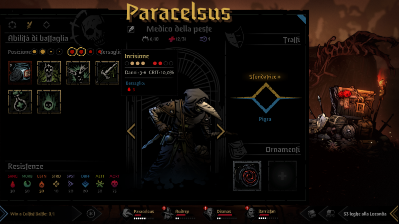 Darkest Dungeon 2, schermata delle abilità del Medico della Peste Darkest Dungeon 2, schermata delle abilità del Medico della Peste