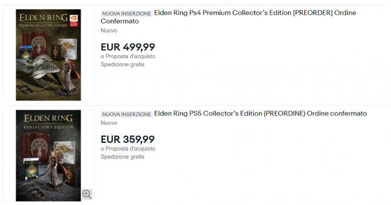 Elden Ring, le Collector's Edition in vendita su eBay a prezzi maggiorati