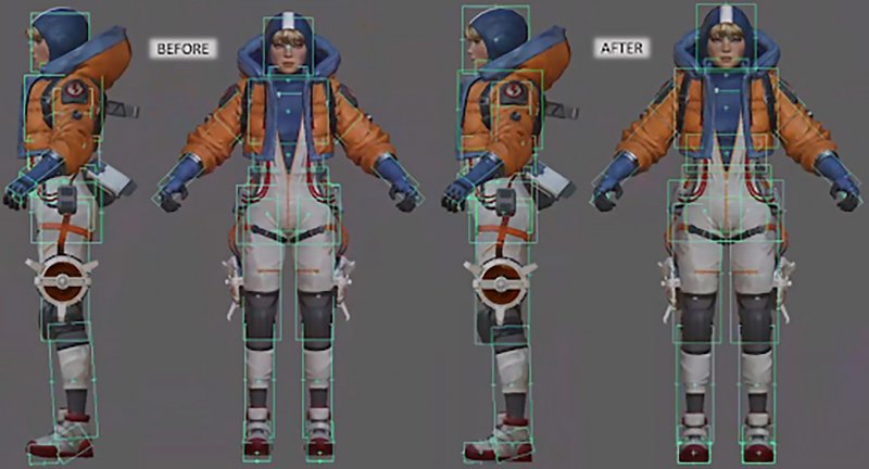 Il lavoro fatto sulle hitbox di Wattson (fonte: ea.com/it-it/games/apex-legends)