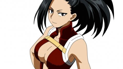 My Hero Academia: the cosplay of Momo Yaoyorozu from saravanilly is shown in a red swimsuit