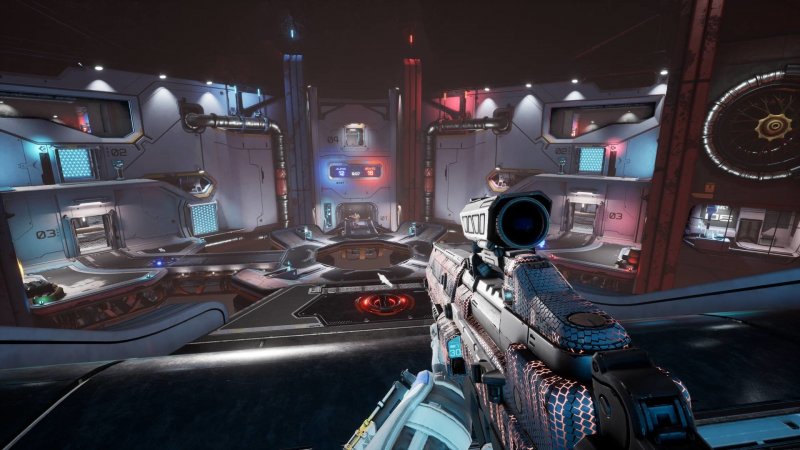 Splitgate, la mappa Stadium vista dall'alto durante un match Splitgate, la mappa Stadium vista dall'alto durante un match