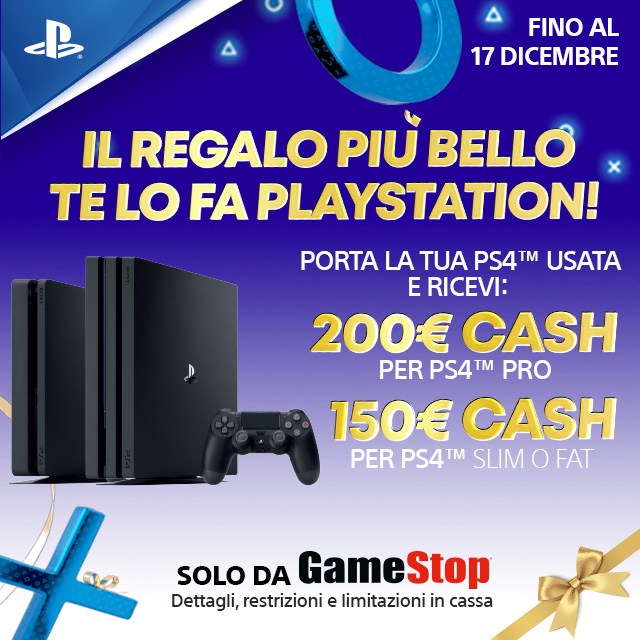 GameStop porta PS4 e ottieni fino a 200€ in contanti, ecco la promozione di dicembre 2021