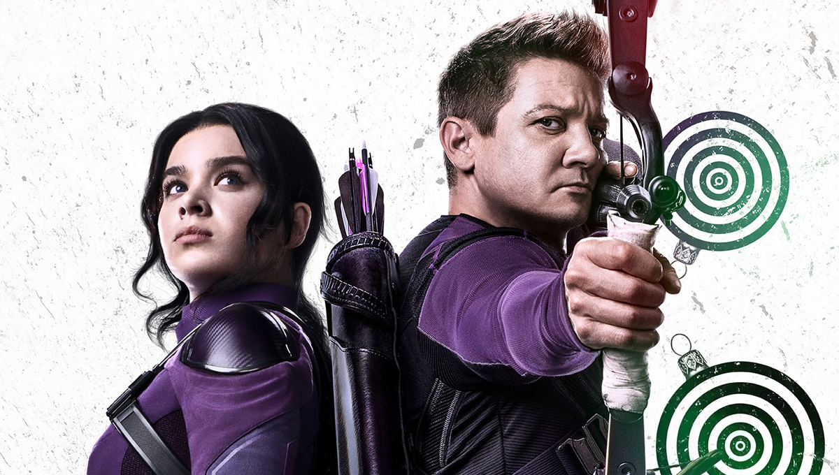 I protagonsiti di Hawkeye con l'arco teso
