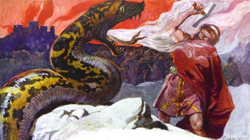 God of War: Jörmungandr e Thor durante il Ragnarök God of War: Jörmungandr e Thor durante il Ragnarök