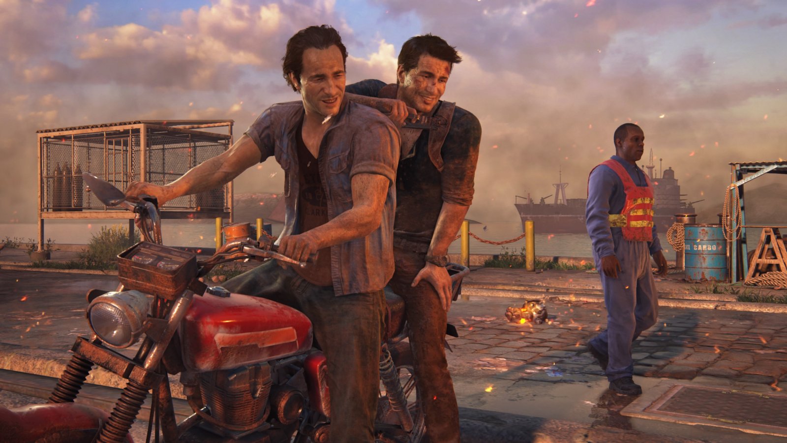 Sam e Nathan Drake in Uncharted 4