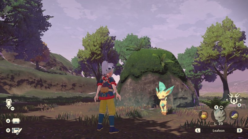 Leafeon davanti al Masso Muschiato in Leggende Pokémon Arceus