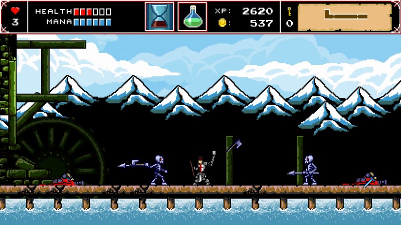 Infernax, uno screenshot del gioco che sembra uscito dal NES
