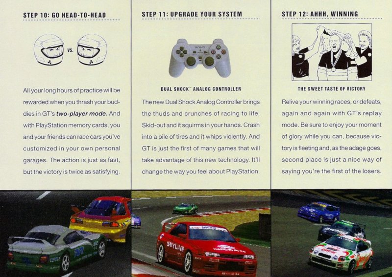 Gran Turismo: parte di una delle prime pubblicità riservare al gioco apparse sulle riviste internazionali Gran Turismo: parte di una delle prime pubblicità riservare al gioco apparse sulle riviste internazionali