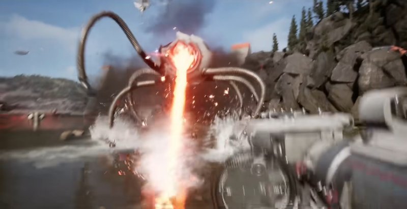 Atomic Heart, una scena da un boss fight