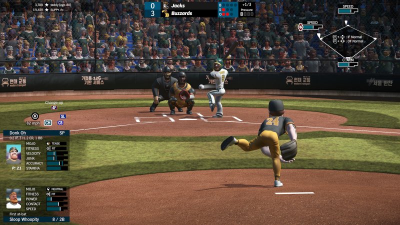 Super Mega Baseball 3, uno screenshot durante una partita