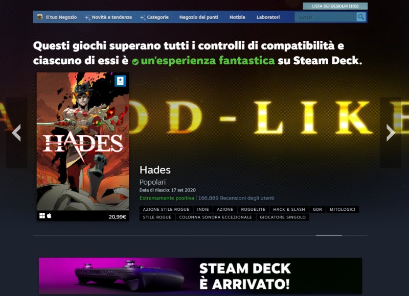 Steam Deck ha ora una sua pagina su Steam