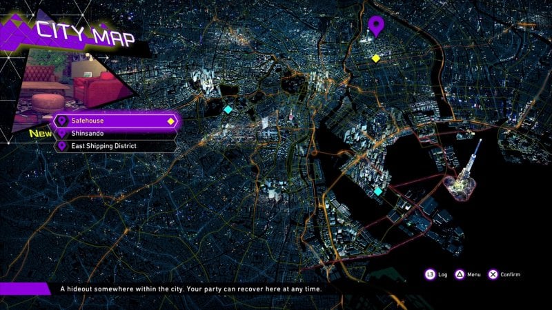 Soul Hackers 2, the city map