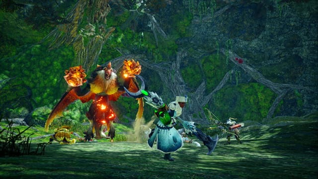Monster Hunter Rise: Sunbreak, il Bishaten sanguigno tira pigne infuocate Monster Hunter Rise: Sunbreak, il Bishaten sanguigno tira pigne infuocate