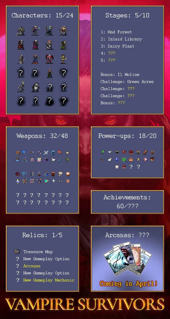 La nuova roadmap di Vampire Survivors