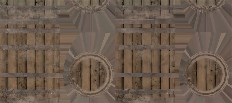 A sinistra la texture di Final Fantasy 7 Remake originela, a destra quella migliorata dall'IA A sinistra la texture di Final Fantasy 7 Remake originela, a destra quella migliorata dall'IA