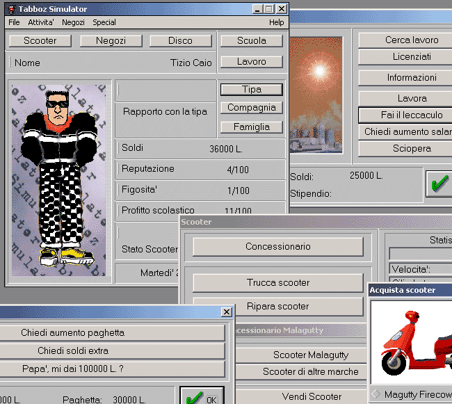 Una tipica schermata di Tabboz Simulator