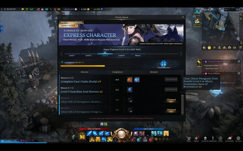 Lost Ark, la schermata dell'evento Express Character